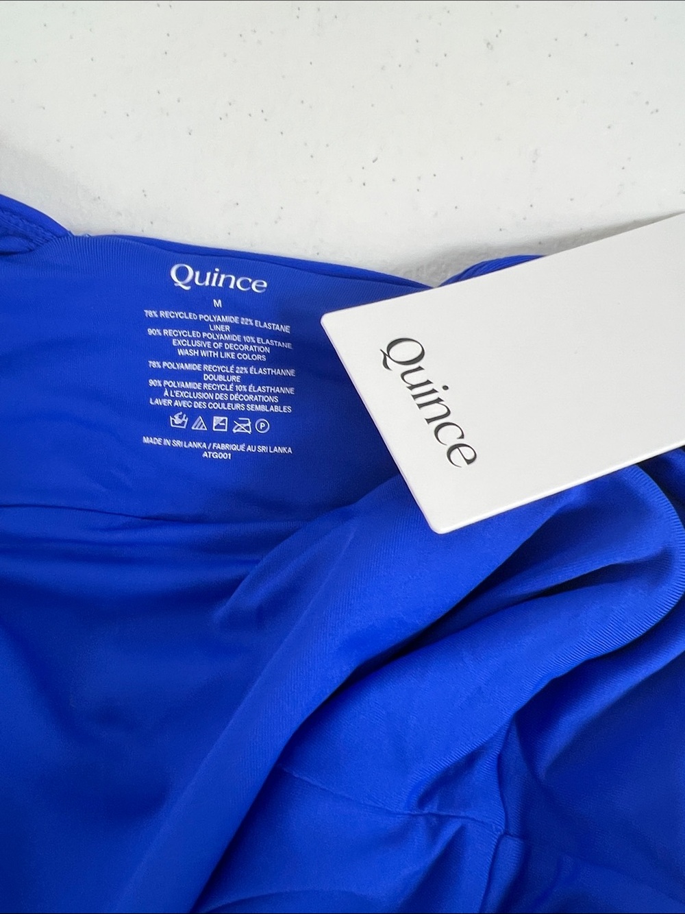 Quince Sz M Italian Plunge One-Piece Swimsuit Electric Blue UPF50 Minimalist NWT - Picture 5 of 11